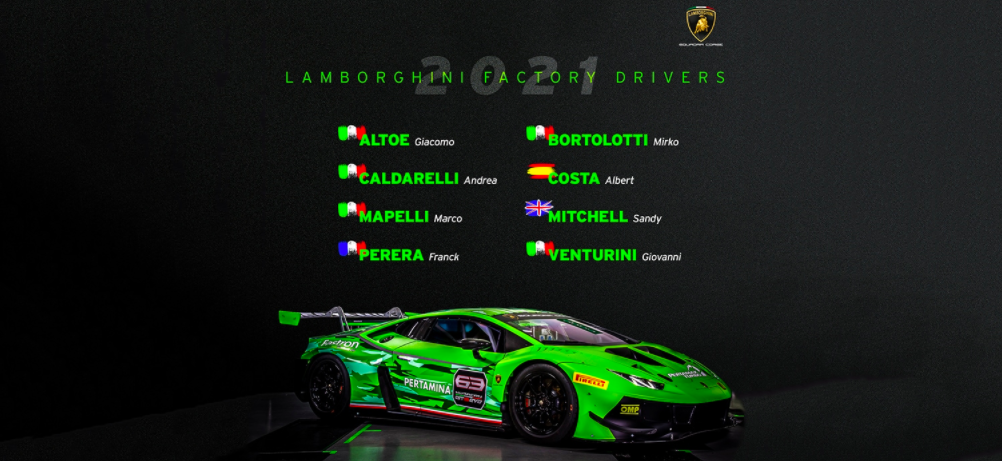 Lamborghini names 2021 factory drivers | GT World Challenge Europe